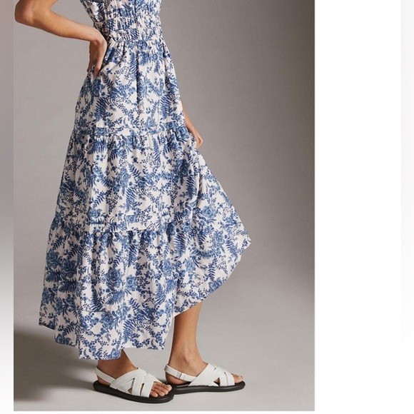 Anthropologie- Sumerset navy/ivory tiered maxi dress - Picture 7 of 11